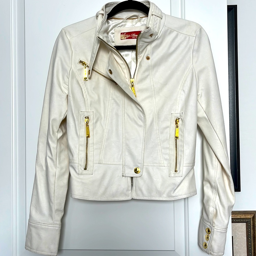 Cream pleather jacket